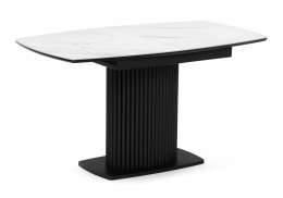 Керамический стол Фестер 160(205)х90х76 белый мрамор / черный (90x76)