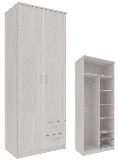 Шкаф 2-х дверный для платья и белья с ящиками (900/2320). 
