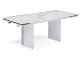 Стол стеклянный Стеклянный стол Монерон 200(260)х100х77 белый мрамор / белый (100x77)