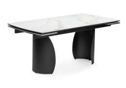 Керамический стол Готланд 160(220)х90х79 белый мрамор / черный (90x79)
