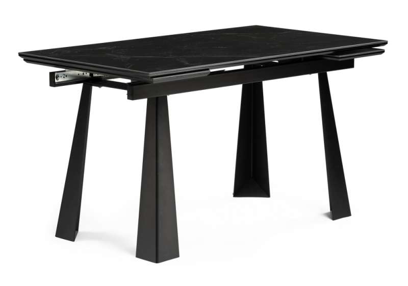 Обеденный стол Бэйнбрук 140(200)х80х76 черный мрамор / черный (80x76). 