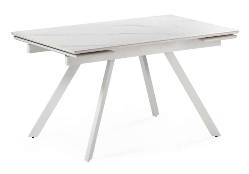 Обеденный стол Габбро 140(200)х80х76 белый мрамор / белый (80x76). 