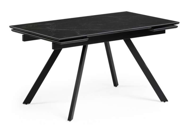 Обеденный стол Габбро 140(200)х80х76 черный мрамор / черный (80x76). 